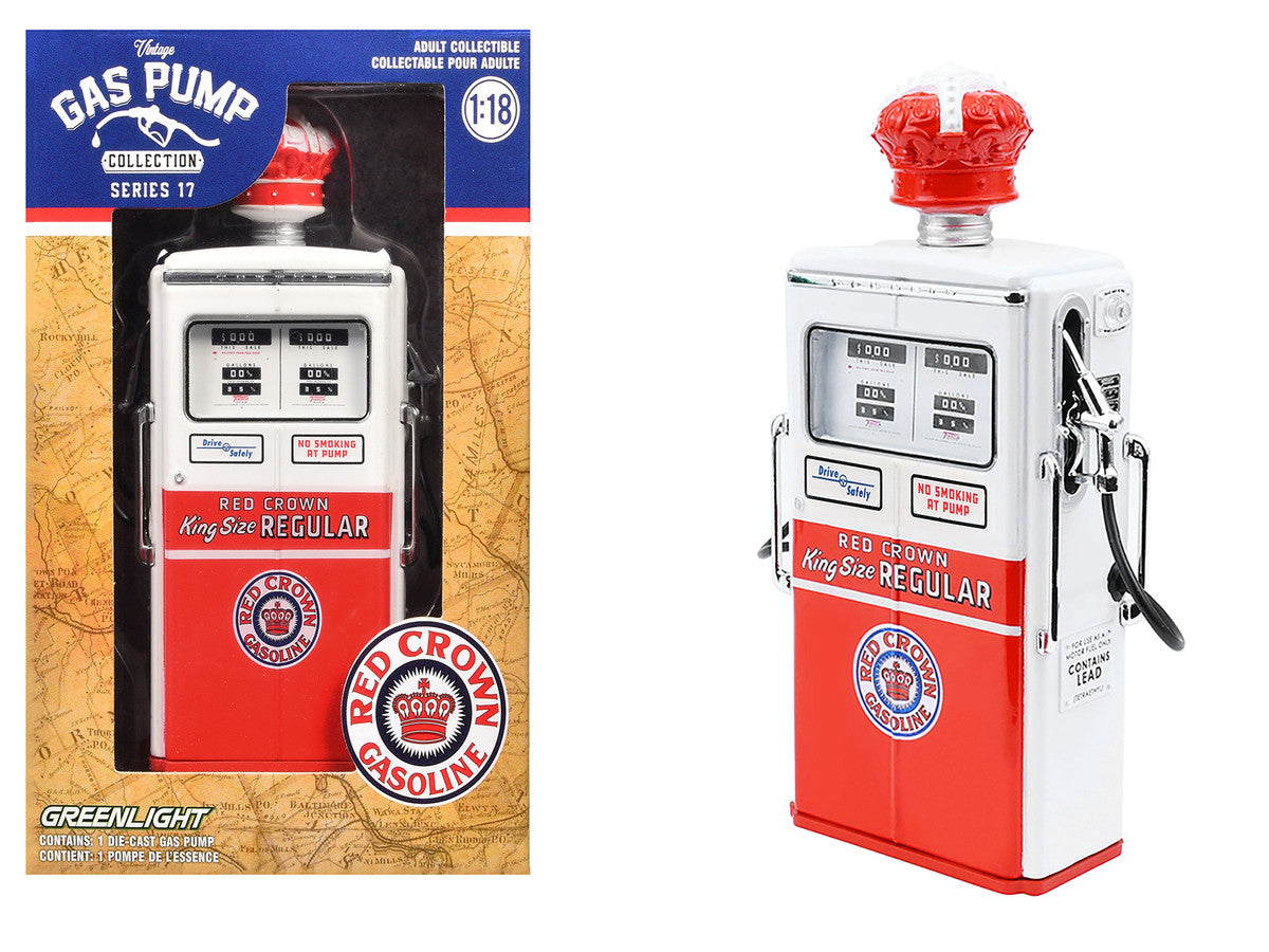 1954 Tokheim 350 Twin Gas Pump "Red Crown Gasoline" White and Red "Vintage Gas Pumps" Series 17 1/18 Diecast Replica by Greenlight LuxuryLifeWay Online Store