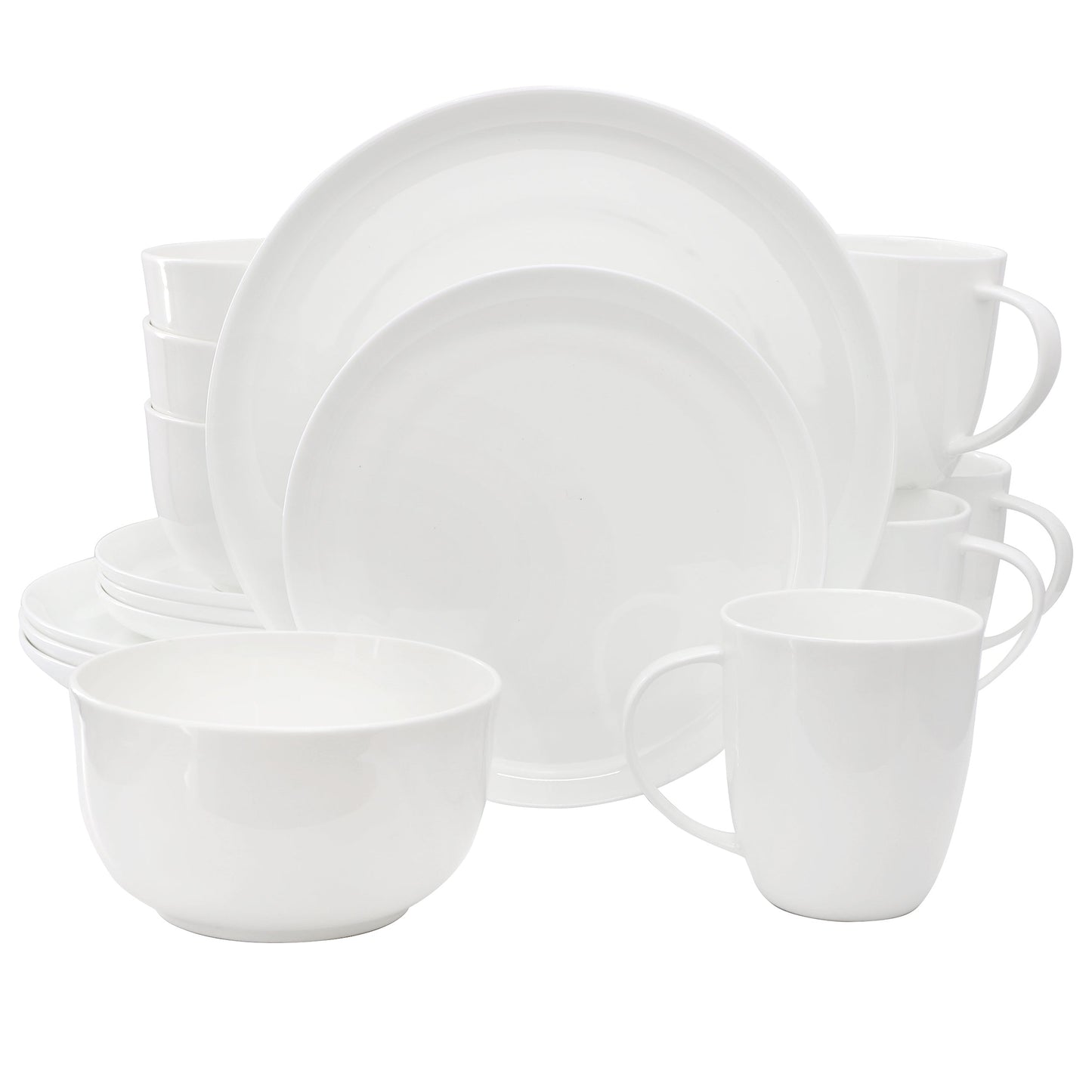 Meritage Rimmed Coupe 16 Piece Round Bone China Dinnerware Set in White LuxuryLifeWay Online Store