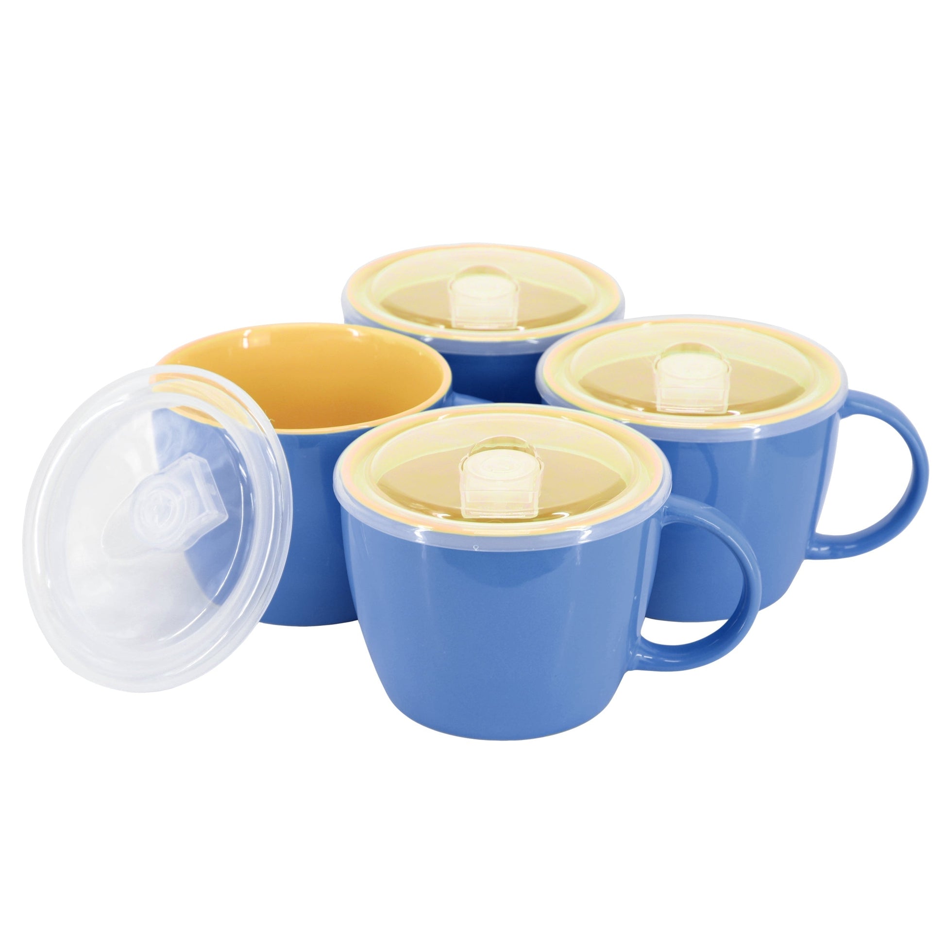 Gibson Home On The Go 4 Piece 25 Ounce Stoneware Soup Cup Set with Lid in Blue LuxuryLifeWay Online Store
