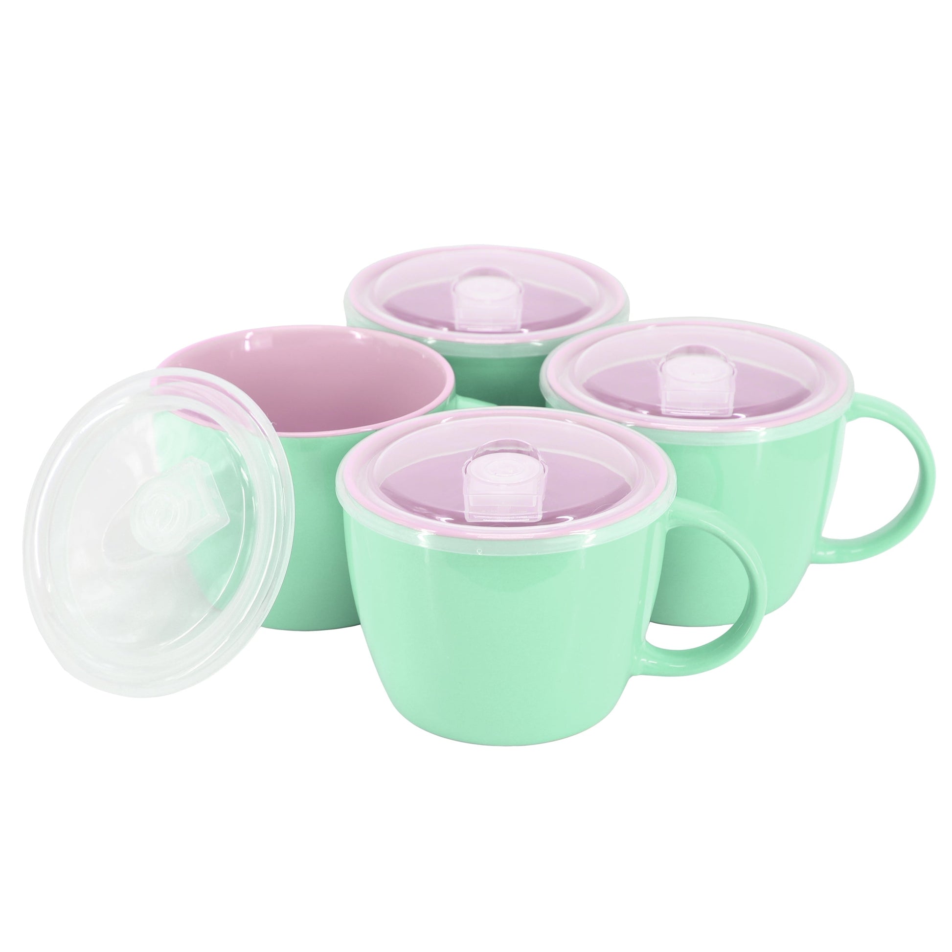 Gibson Home On The Go 4 Piece 25 Ounce Stoneware Soup Cup Set with Lid in Mint LuxuryLifeWay Online Store