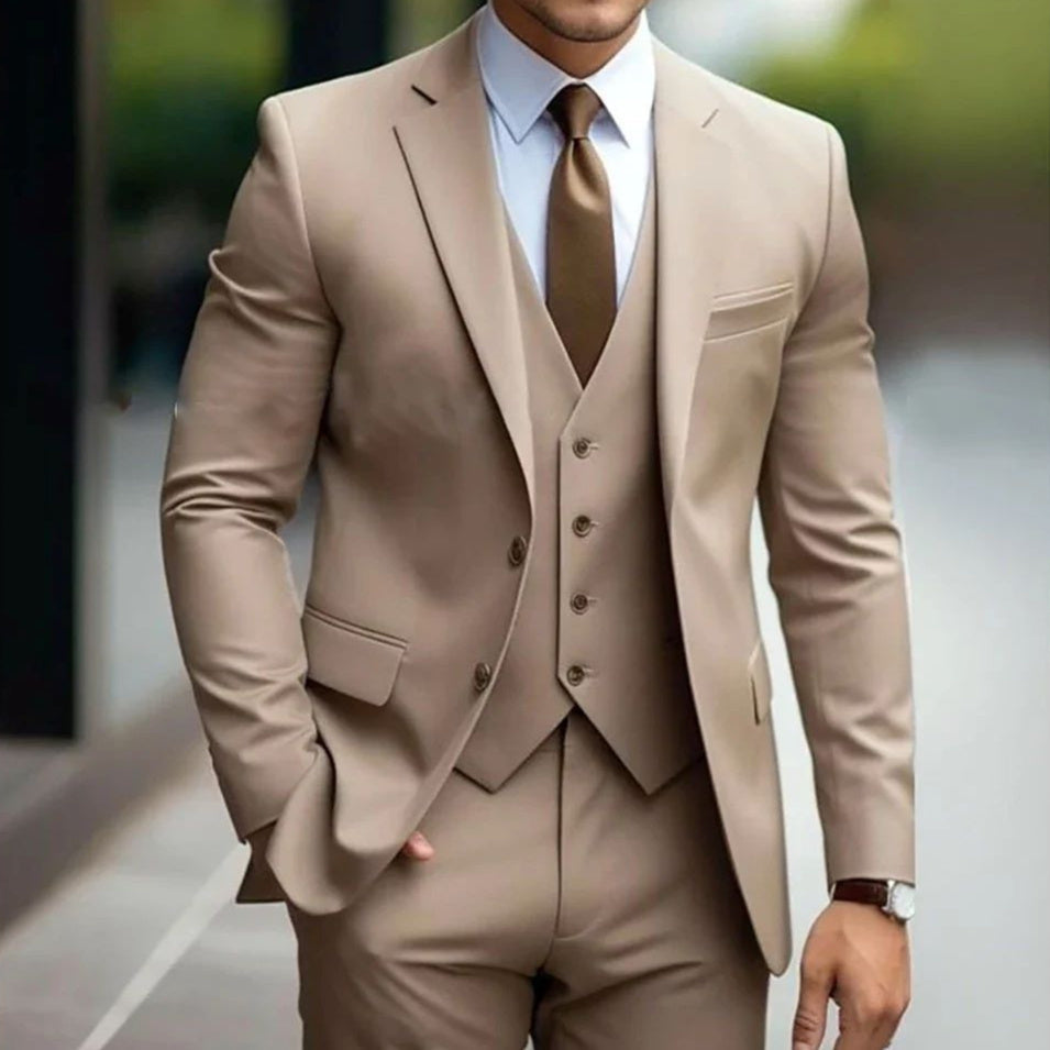 Business Casual Men's Three-piece Suit For Bridegroom Men's Wedding LadyShow.Store