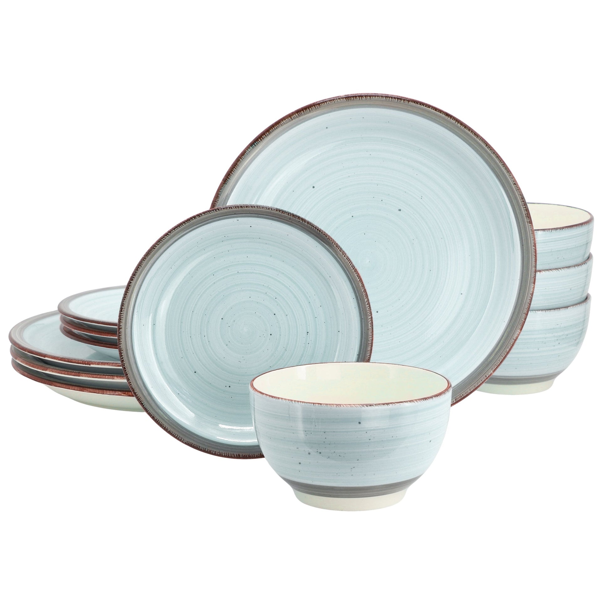 Gibson Home Holcomb 12 Piece Ceramic Dinnerware Set in Light Blue LuxuryLifeWay Online Store