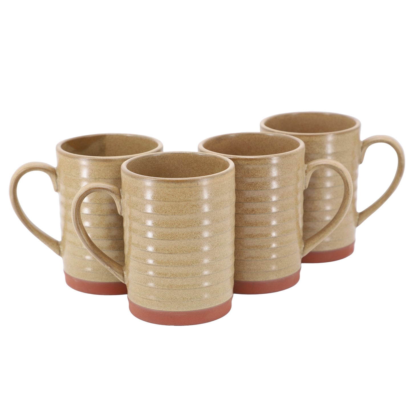 Gibson Home Terra Bella 4 Piece 18.5 Ounce Terracotta Mug Set in Sandstone LuxuryLifeWay Online Store