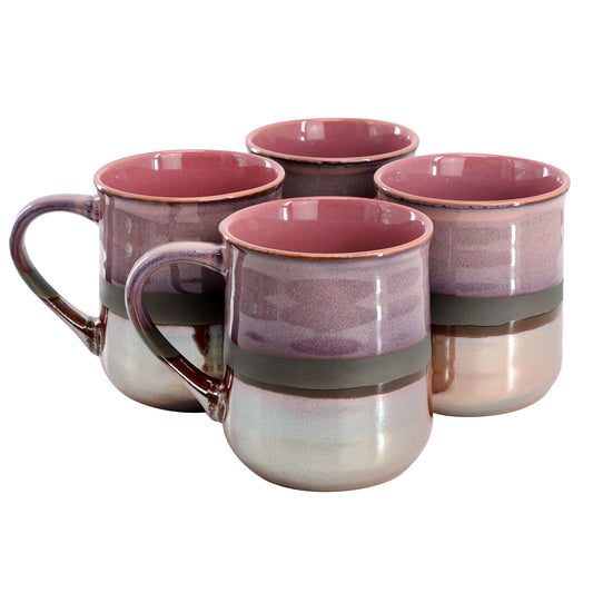 Gibson Home Copper Tonal 4 Piece 18 Ounce Stoneware Cup Set in Rose LuxuryLifeWay Online Store