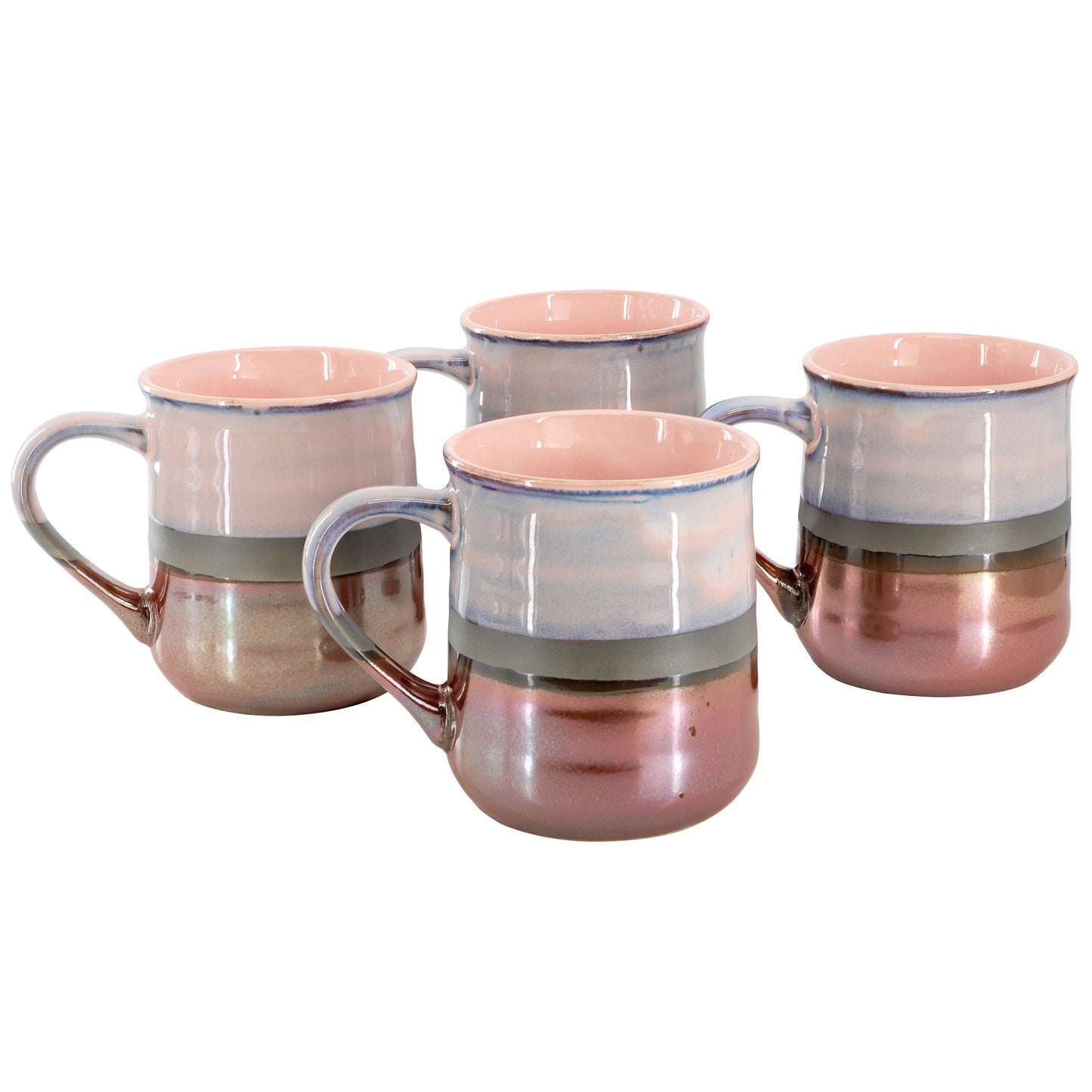 Gibson Home Copper Tonal 4 Piece 18 Ounce Stoneware Cup Set in Mauve LuxuryLifeWay Online Store