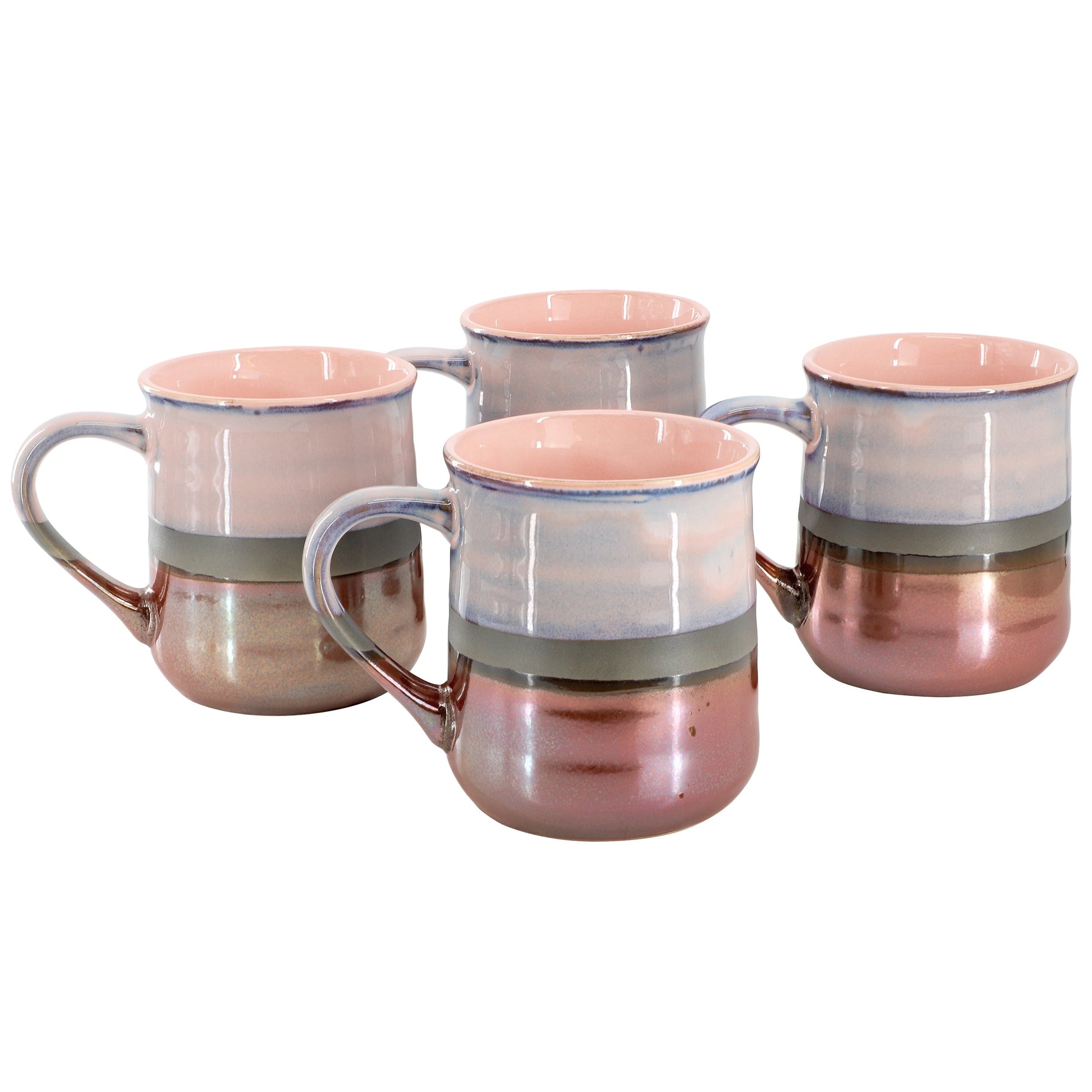 Gibson Home Copper Tonal 4 Piece 18 Ounce Stoneware Cup Set in Mauve LuxuryLifeWay Online Store
