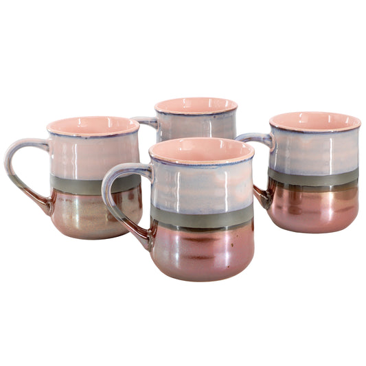 Gibson Home Copper Tonal 4 Piece 18 Ounce Stoneware Cup Set in Mauve LuxuryLifeWay Online Store
