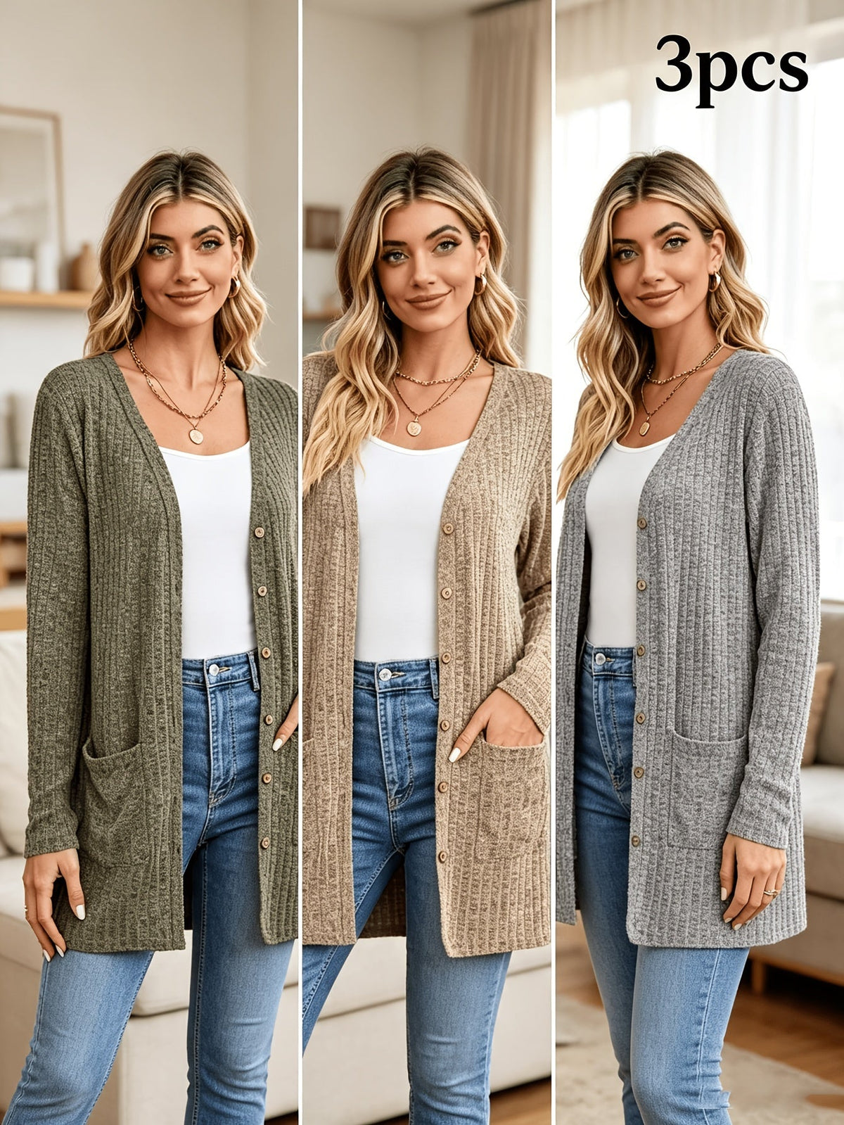 Fall Women's Clothing Sunken Stripe Solid Color Long Sleeve Women's Sweater NorixaFashion.com