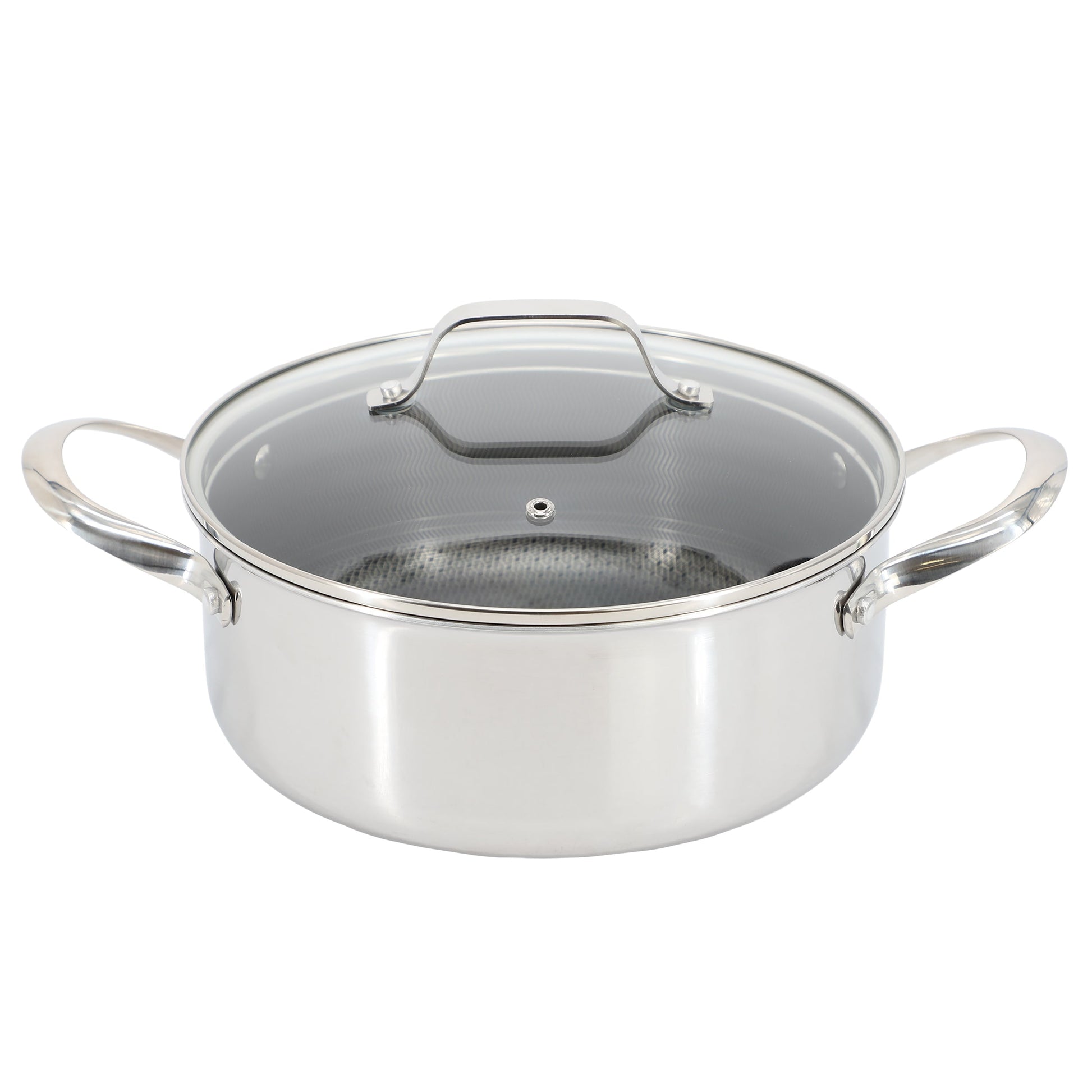 Oster Modessa 4.5 Quart Nonstick Triply Stainless Steel Dutch Oven with Honeycomb Design in Silver LuxuryLifeWay Online Store