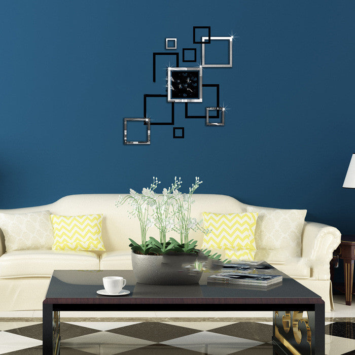 Creative DIY Personality Wall Clock Square Combination Clock PearlNestDecor.com