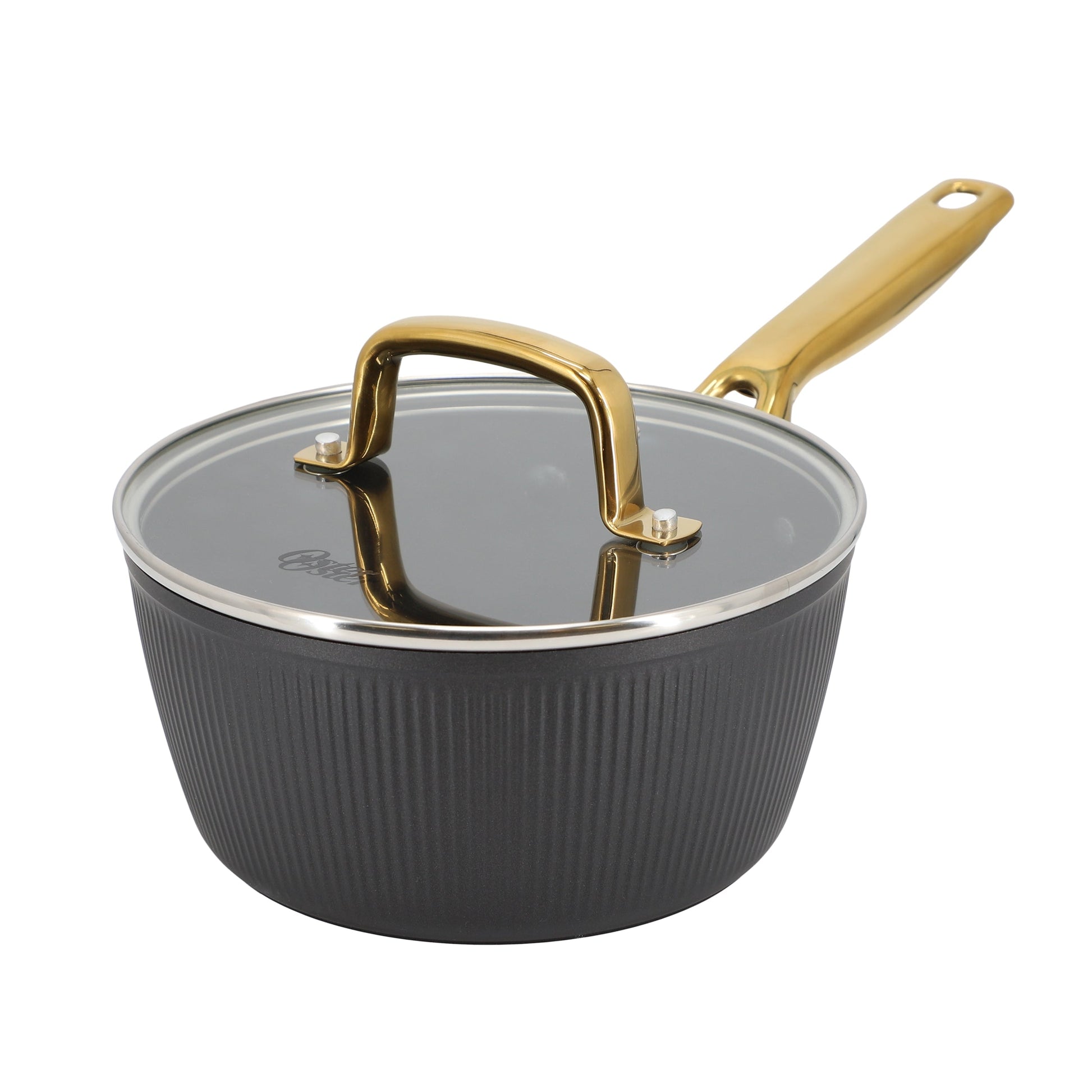 Oster Abbottsford 2.5 Quart Nonstick Aluminum Saucepan with Glass Lid in Black LuxuryLifeWay Online Store