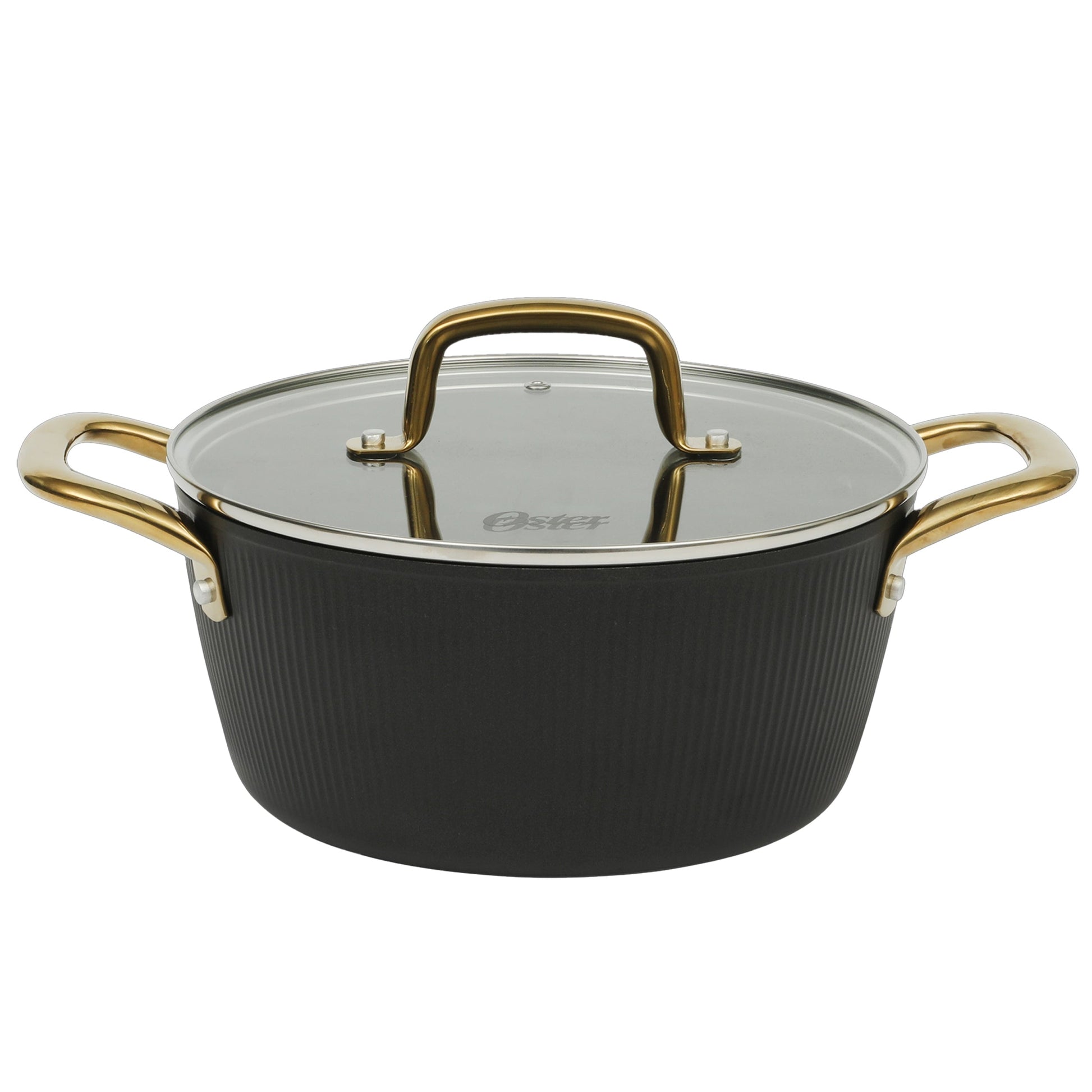 Oster Abbottsford 7 Quart Nonstick Aluminum Dutch Oven with Glass Lid in Black LuxuryLifeWay Online Store