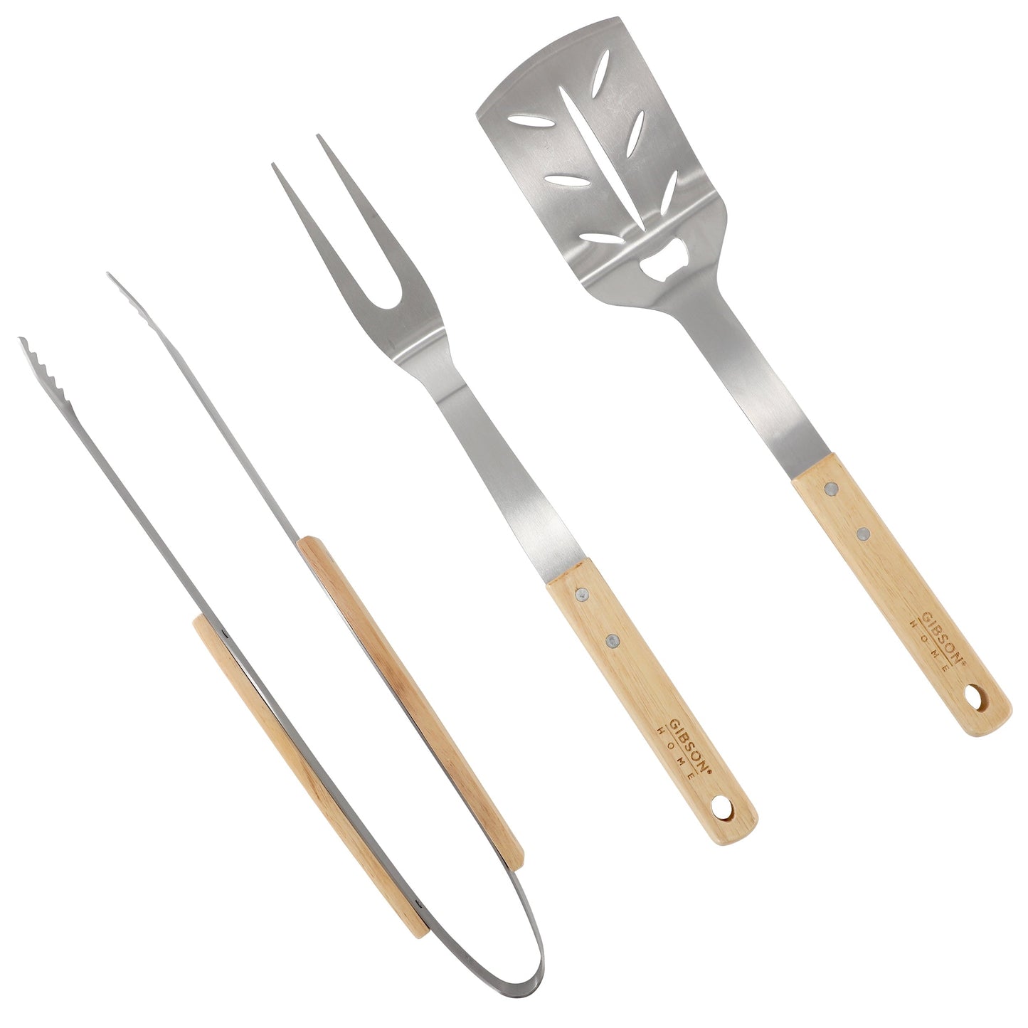 Gibson Home Barbecue Plus 3 Piece Barbecue Tool Set with Rubberwood Handles LuxuryLifeWay Online Store