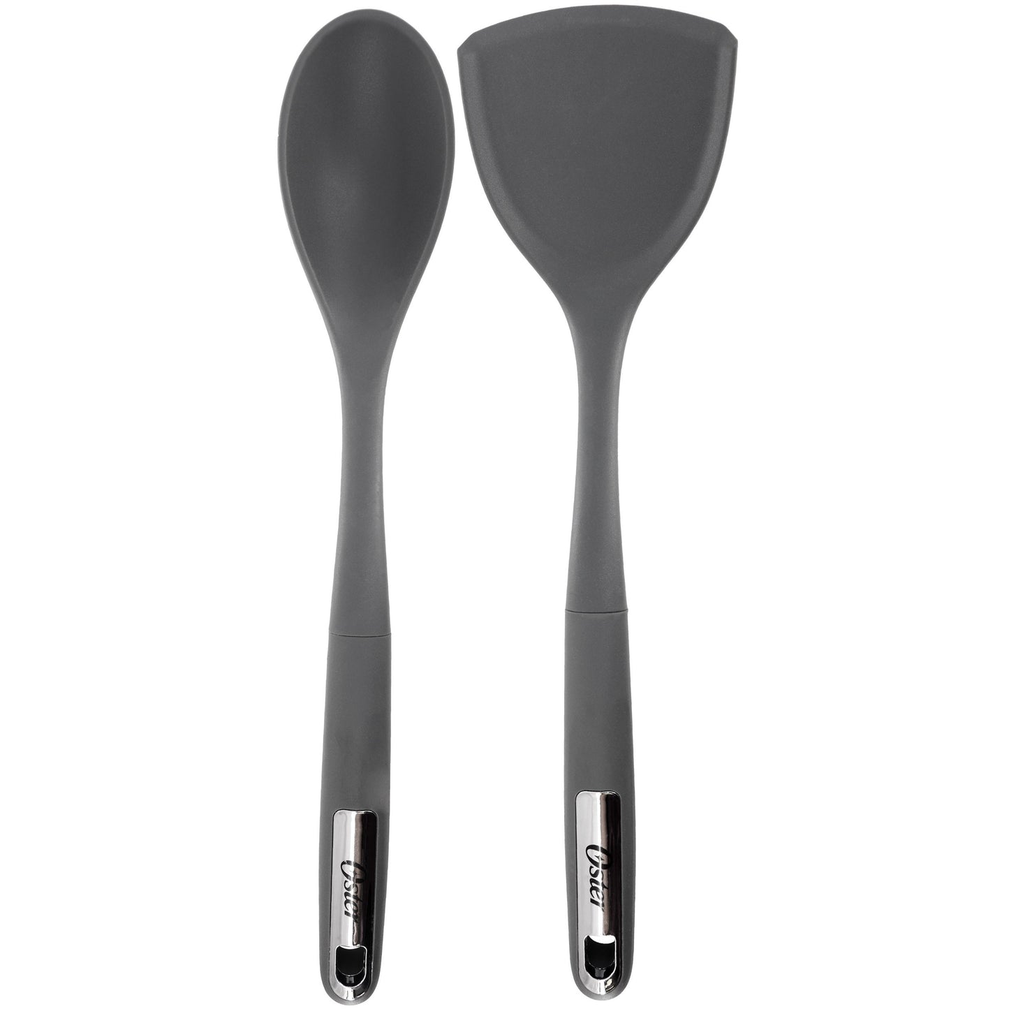 Oster Ridgecrest 2 Piece Silicone Kitchen Tool Serving Spoon and Turner Set in Gray LuxuryLifeWay Online Store