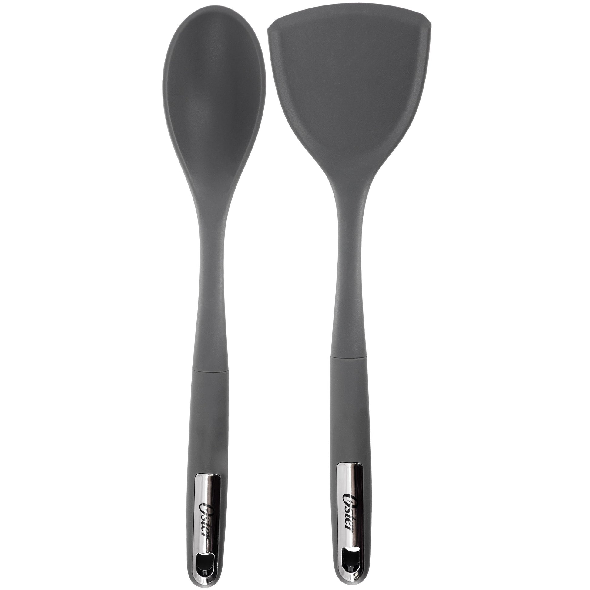 Oster Ridgecrest 2 Piece Silicone Kitchen Tool Serving Spoon and Turner Set in Gray LuxuryLifeWay Online Store