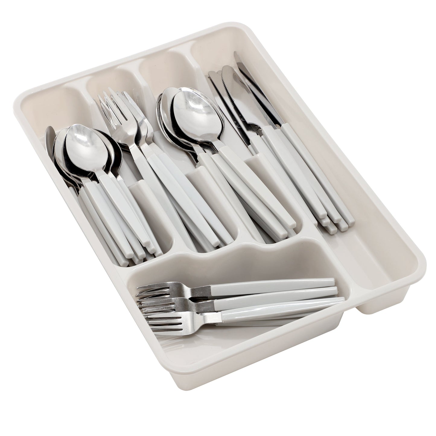 Gibson Home Edzelle 48 Piece Stainless Steel Flatware Set in Gray with Plastic Tray LuxuryLifeWay Online Store