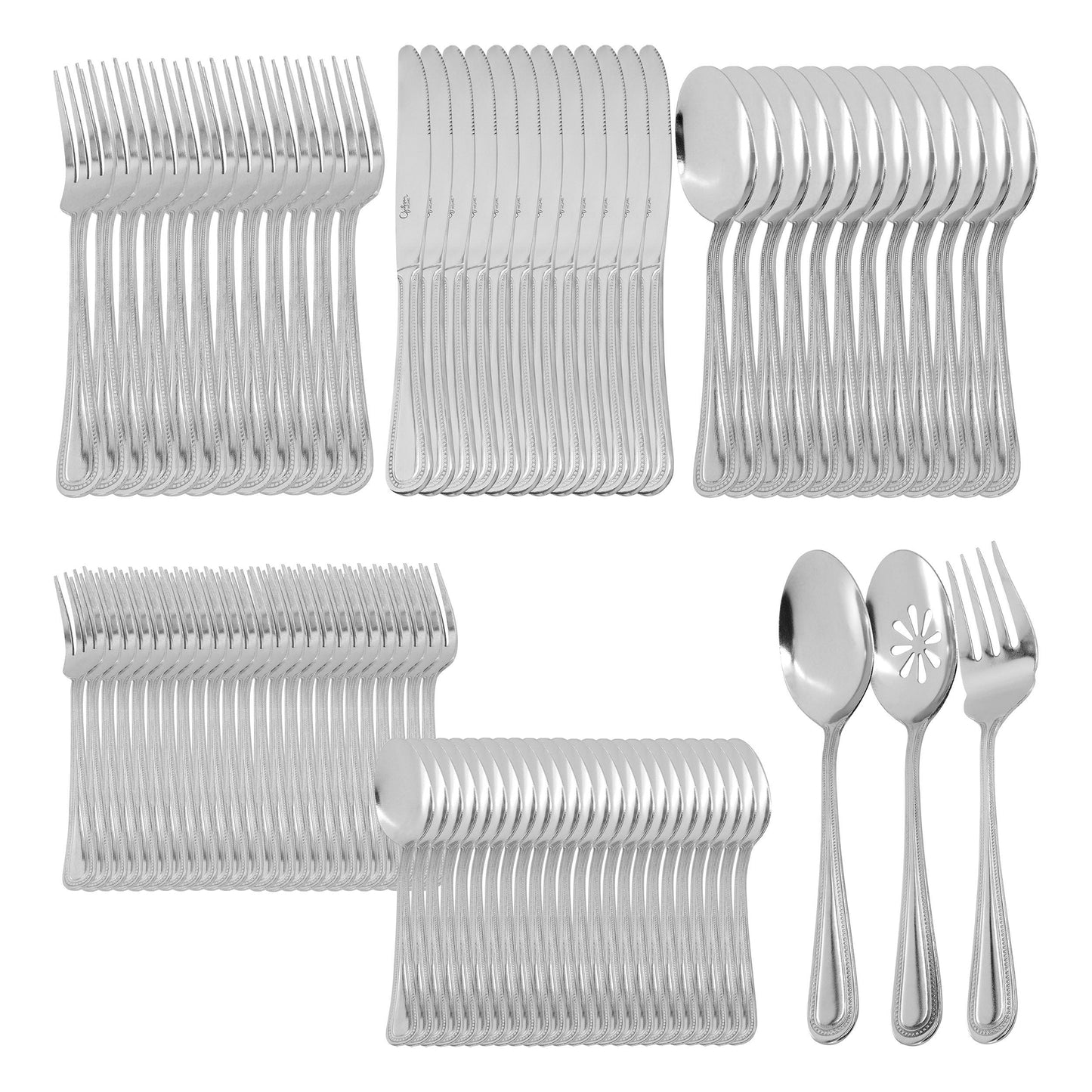 Gibson Home 87 Piece Stainless Steel Flatware and Serving Utensil Set in Silver LuxuryLifeWay Online Store