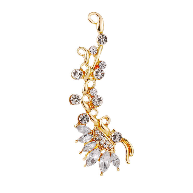 Elegant Crystal Butterfly Flower Ear Clips – Chic &amp; Feminine Statement Piece