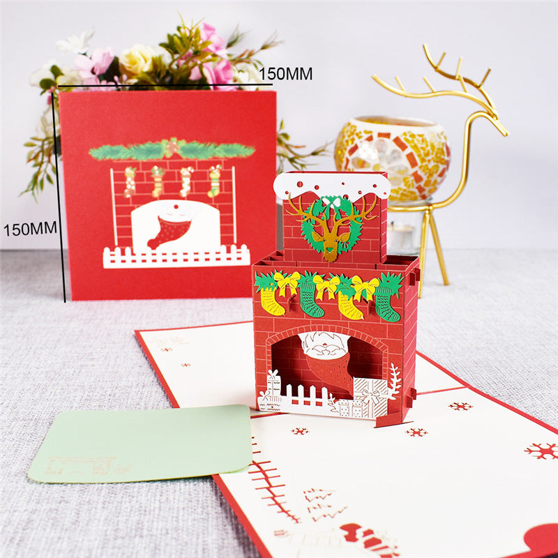 3D Merry Christmas Cards Christmas Tree Winter Gift Pop-Up Cards Christmas Decoration Stickers CJD