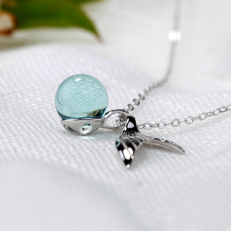 s925 sterling silver aquamarine necklace LadyShow.Store