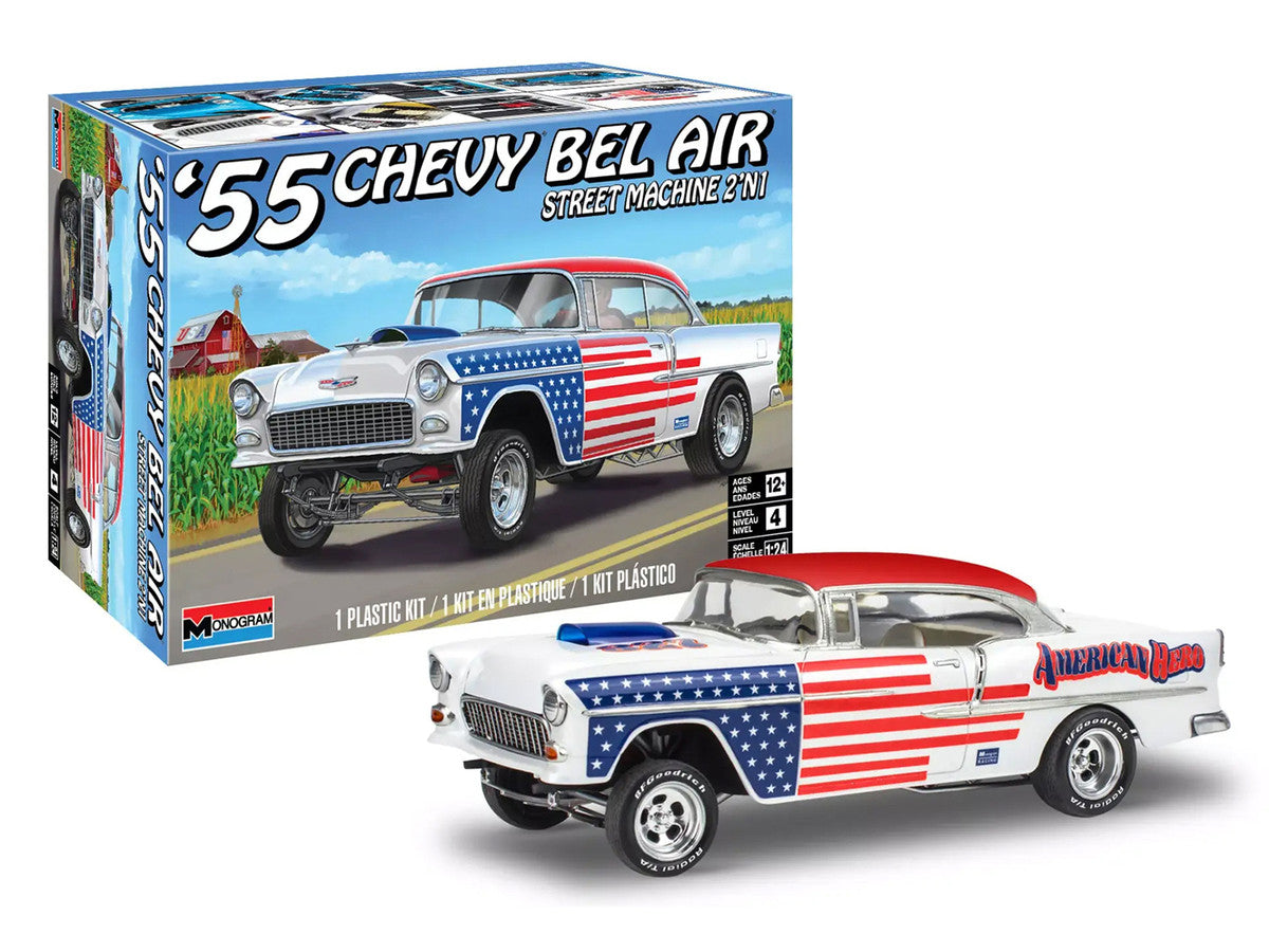 Level 4 Model Kit 1955 Chevrolet Bel Air Street Machine 2-in-1 Kit 1/24 Scale Model by Revell LuxuryLifeWay Online Store