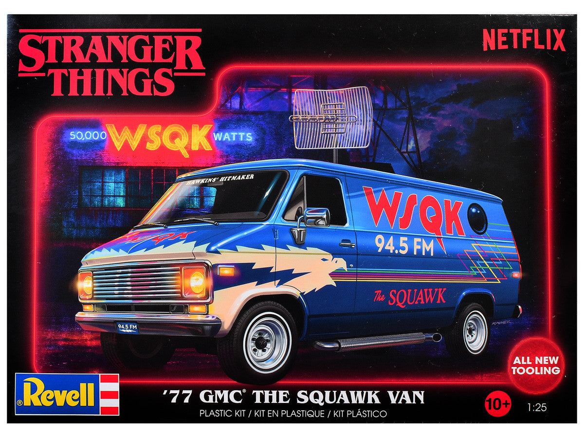 Level 3 Model Kit 1977 GMC "WSQK Squawk" Van "Stranger Things" (2016-2025) TV Series 1/25 Scale Model by Revell LuxuryLifeWay Online Store