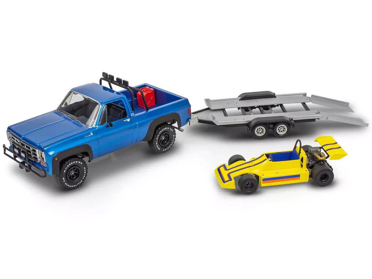 Level 3 Model Kit 1978 Chevrolet Off-Road 4x4 Pickup Truck and "Malibu Grand Prix" Virage with Trailer "Fantasy Formula" 1/25 Scale Model by Revell LuxuryLifeWay Online Store