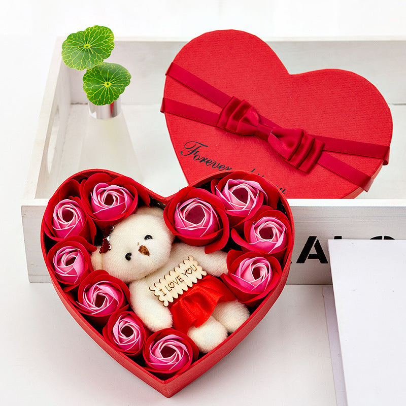 10 Soap Flower Rose Gift Box Bear Christmas Girlfriend Birthday Wedding Gift for Valentine's Day LuxuryLifeWay Online Store