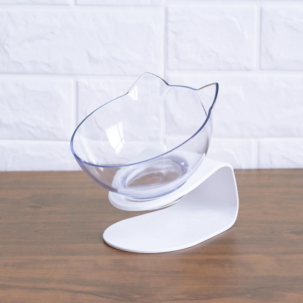 New Inclined Food Cat Ear Oblique Mouth Transparent Single Pet Bowl Pets Fashion