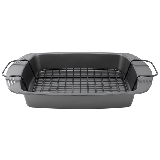 Gibson Home Towerhill 16.7 x 12.7 Inch Nonstick Steel Roaster Pan with Rack LuxuryLifeWay Online Store