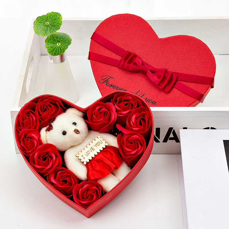 10 Soap Flower Rose Gift Box Bear Christmas Girlfriend Birthday Wedding Gift for Valentine's Day LuxuryLifeWay Online Store