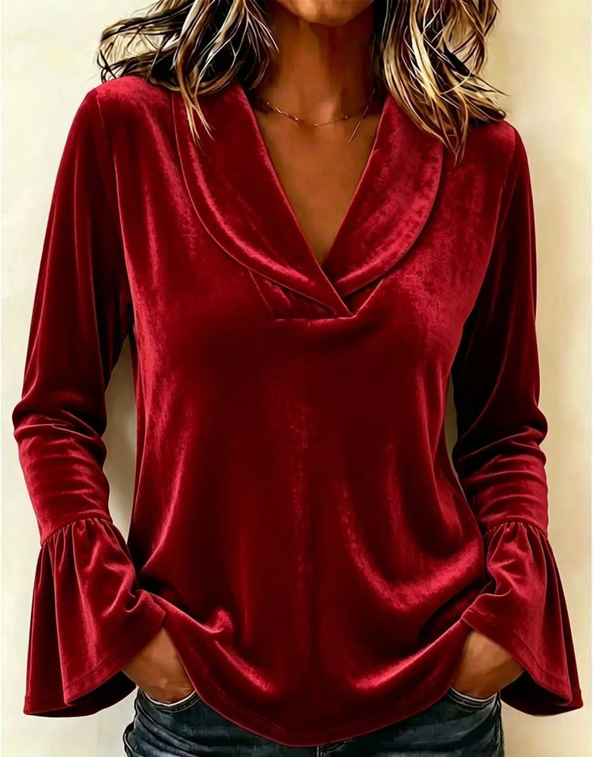 New Solid-color Doll-collar Long-sleeve NorixaFashion.com