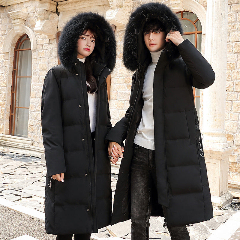 Large Fur Collar Mid-length Slim Down Jacket Over The Knee