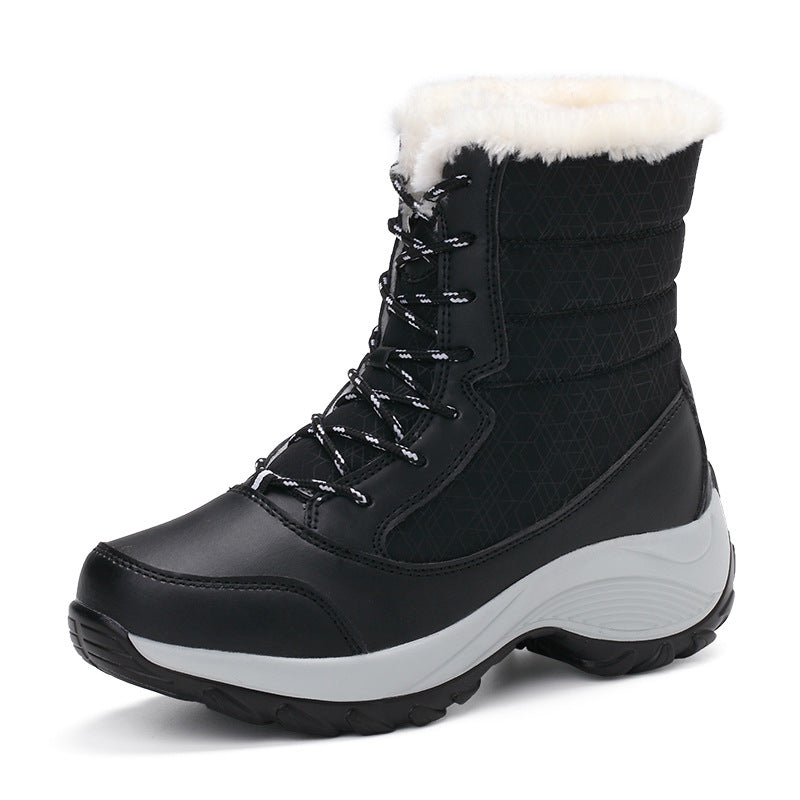 Snow Boots Female High To Help Waterproof Ladies Cotton Shoes Boots Plus Velvet Shoes Best YouTube Store