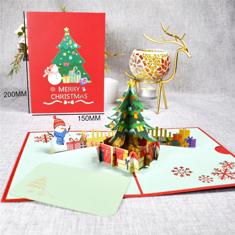 3D Merry Christmas Cards Christmas Tree Winter Gift Pop-Up Cards Christmas Decoration Stickers CJD