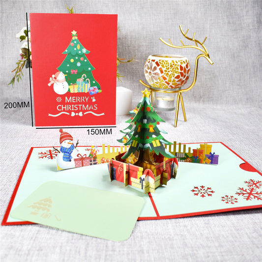 3D Merry Christmas Cards Christmas Tree Winter Gift Pop-Up Cards Christmas Decoration Stickers CJD