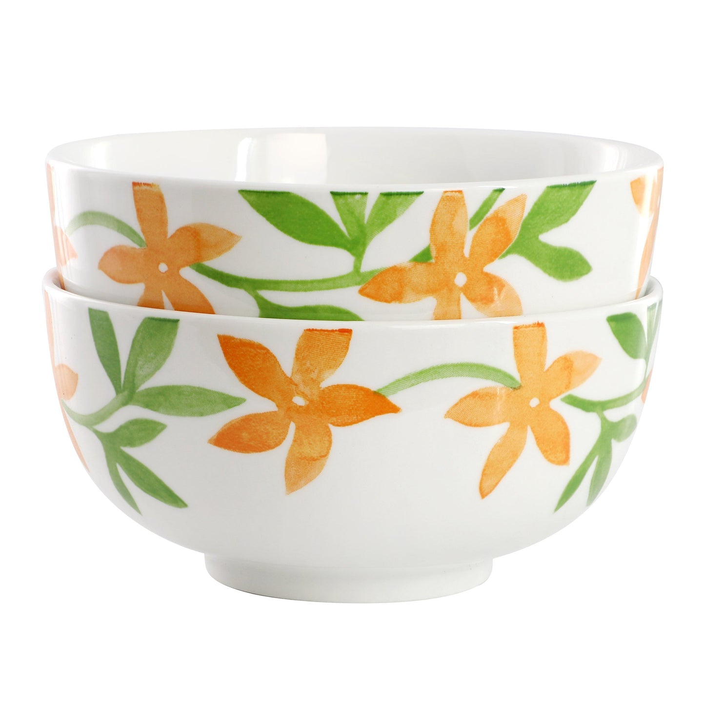 Gibson Home Surrey Hill 2 Piece Fine Ceramic Cereal Bowl Set in Orange Floral LuxuryLifeWay Online Store