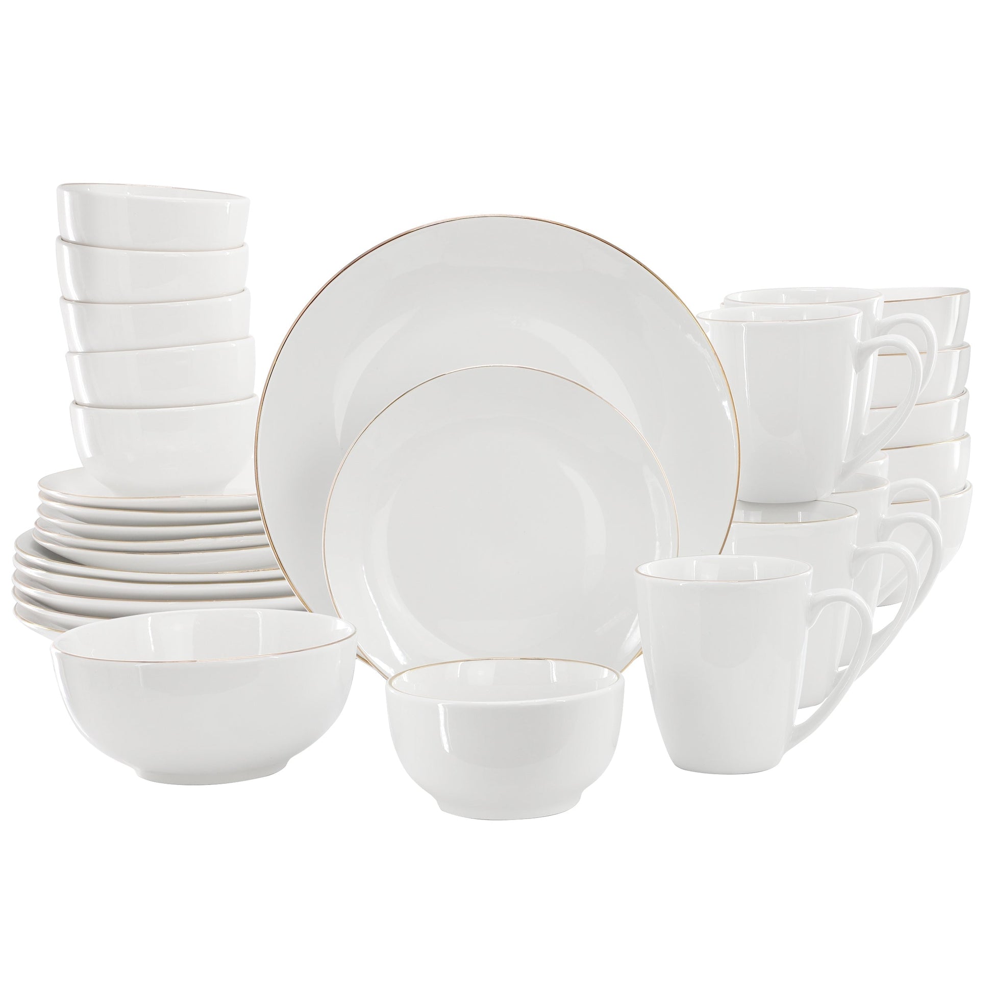 Gibson Home Ogalla 30 Piece Gold Banded Fine Ceramic Dinnerware Set LuxuryLifeWay Online Store