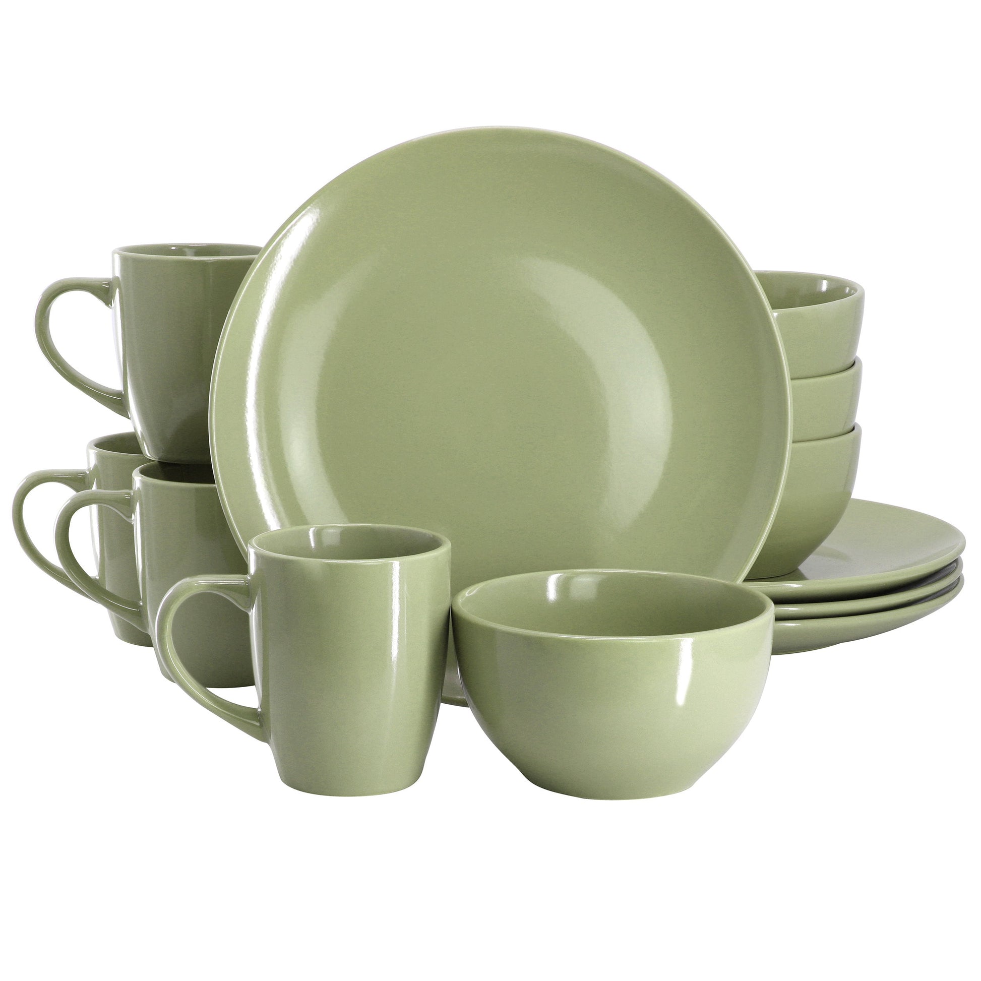 Gibson Home Everyday Plus 12 Piece Stoneware Dinnerware Set in Sage Green LuxuryLifeWay Online Store