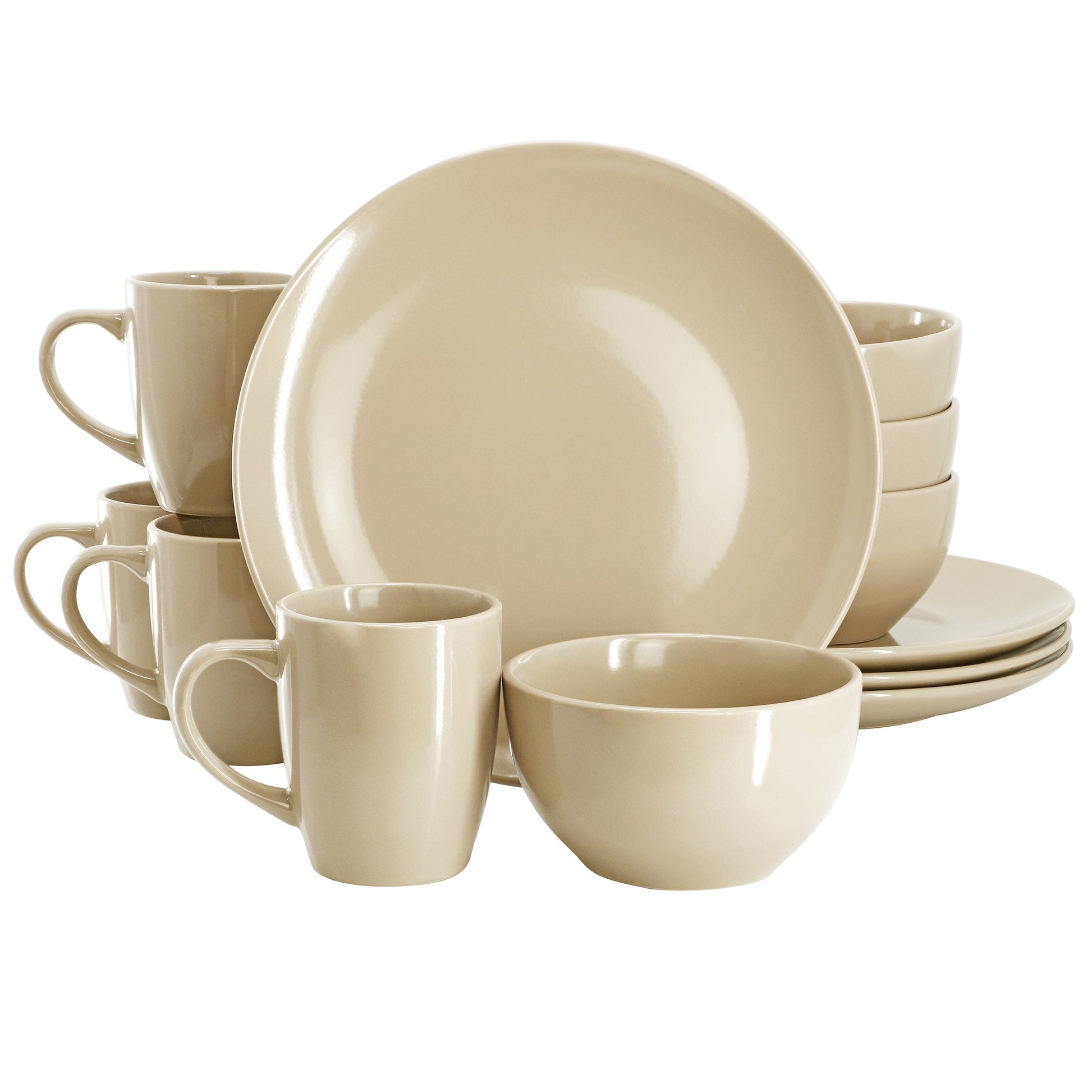 Gibson Home Everyday Plus 12 Piece Stoneware Dinnerware Set in Cream LuxuryLifeWay Online Store