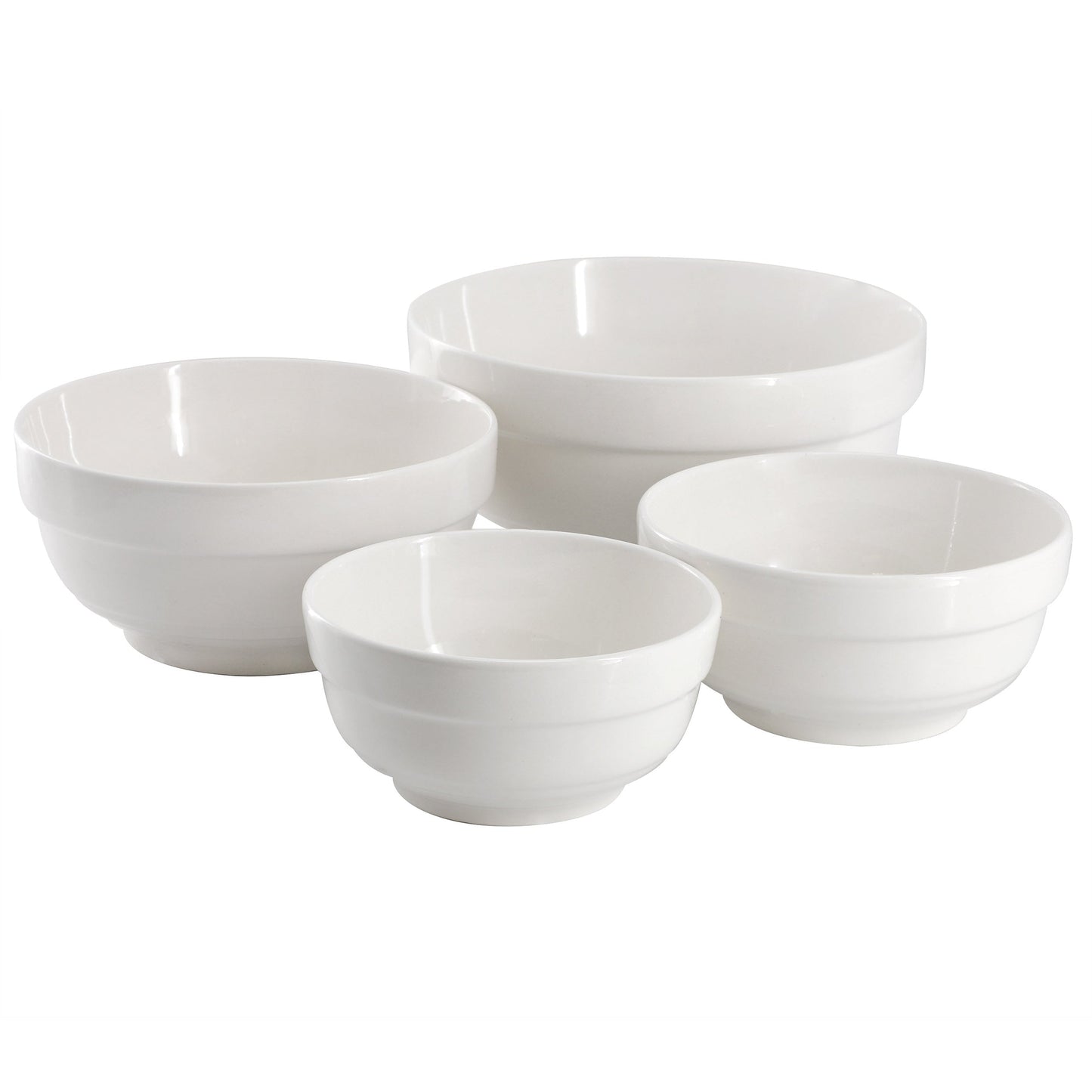 Gibson Home Great Essentials 4 Piece Fine Ceramic Serving Bowl Set in White LuxuryLifeWay Online Store