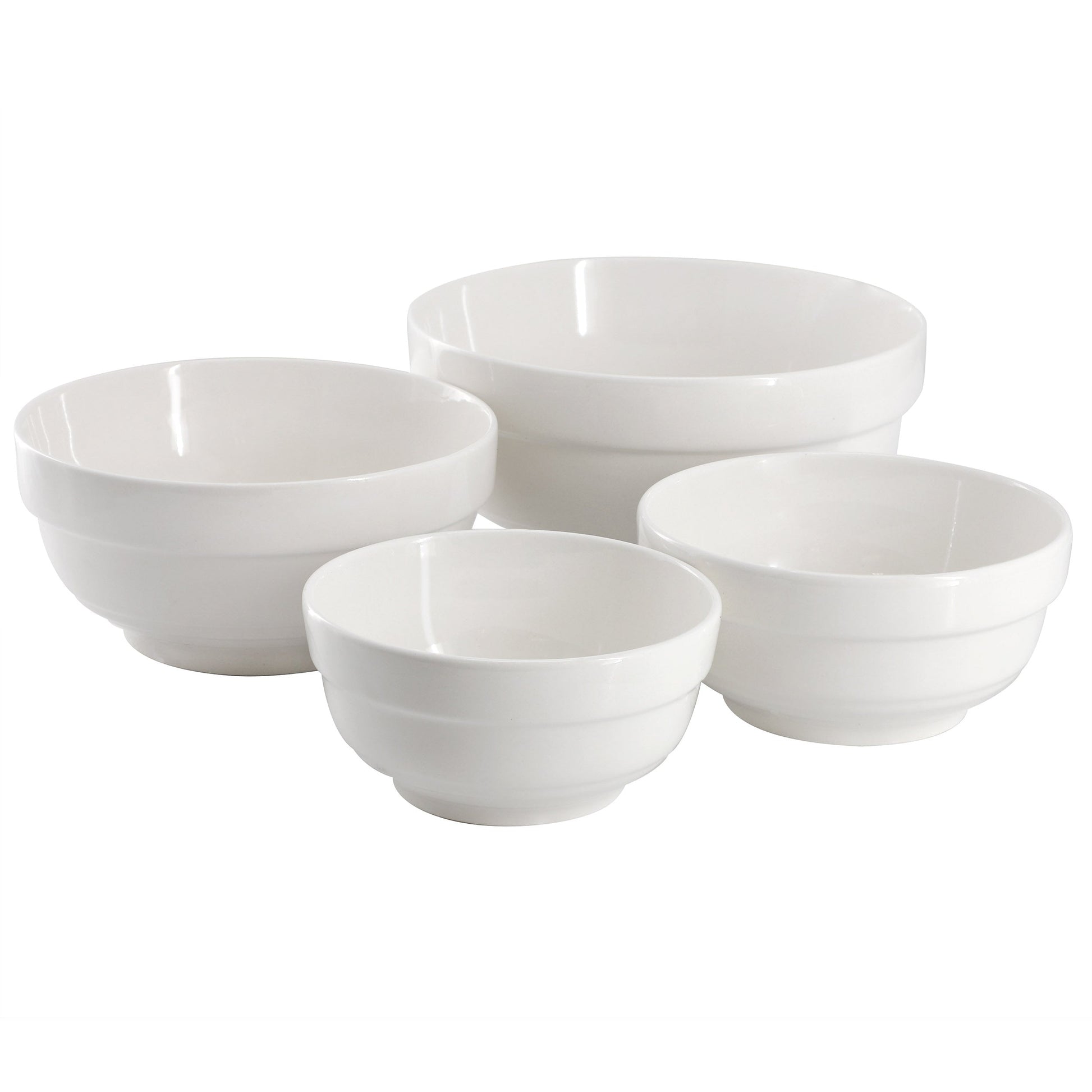 Gibson Home Great Essentials 4 Piece Fine Ceramic Serving Bowl Set in White LuxuryLifeWay Online Store