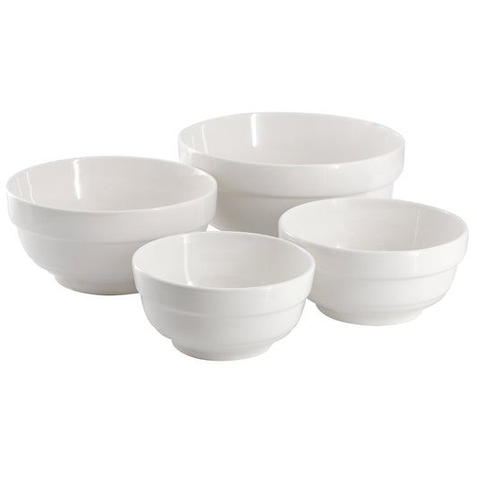 Gibson Home Great Essentials 4 Piece Fine Ceramic Serving Bowl Set in White LuxuryLifeWay Online Store