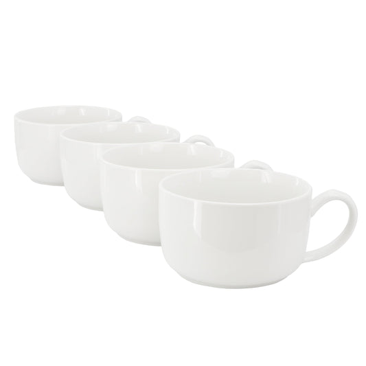 Gibson Home Great Essentials 4 Piece 32.5 Ounce Fine Ceramic Large Latte Mug Set in White LuxuryLifeWay Online Store