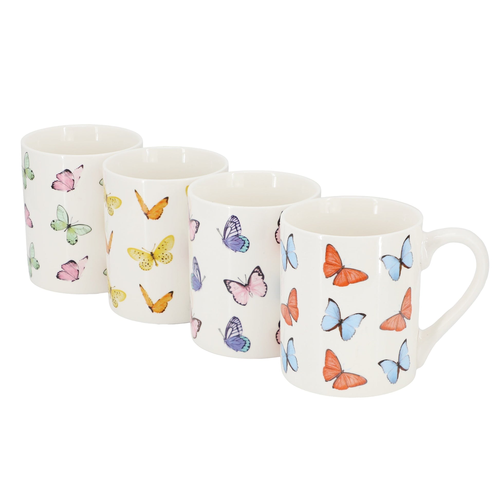 Gibson Home Butterfly Wings 4 Piece 18 Ounce Stoneware Mug Set in White LuxuryLifeWay Online Store