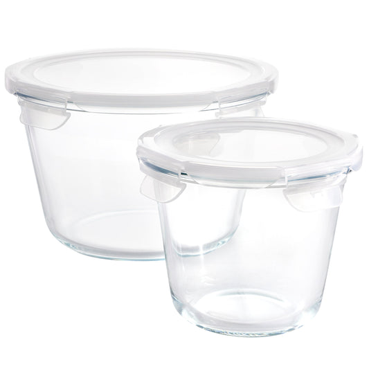 Gibson Home House Specials 4 Piece Borosilicate Glass Round Storage Container Set with Snap Lids LuxuryLifeWay Online Store