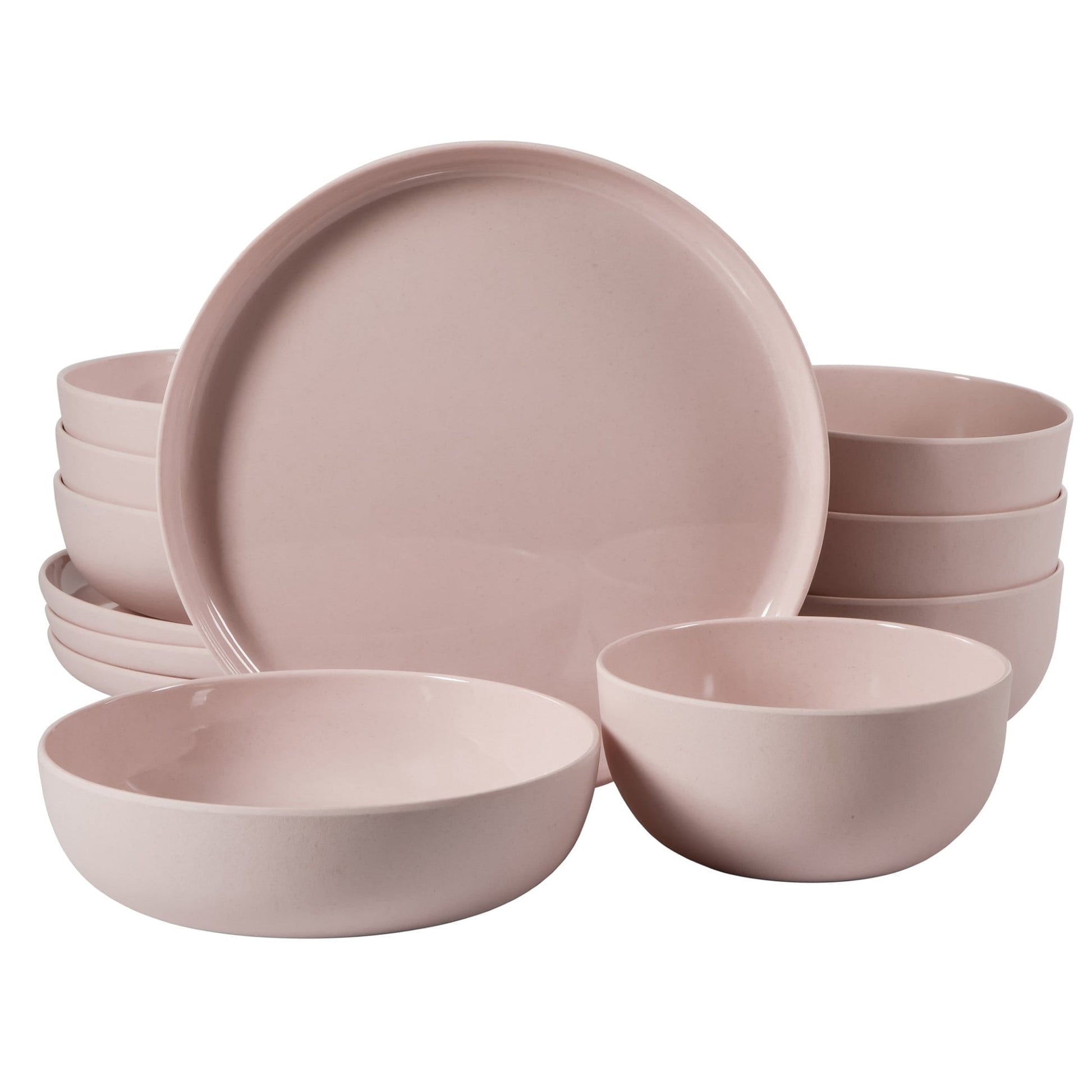 Gibson Home Candy Skies 12 Piece Wheat Straw Melamine Dinnerware Set in Pink LuxuryLifeWay Online Store