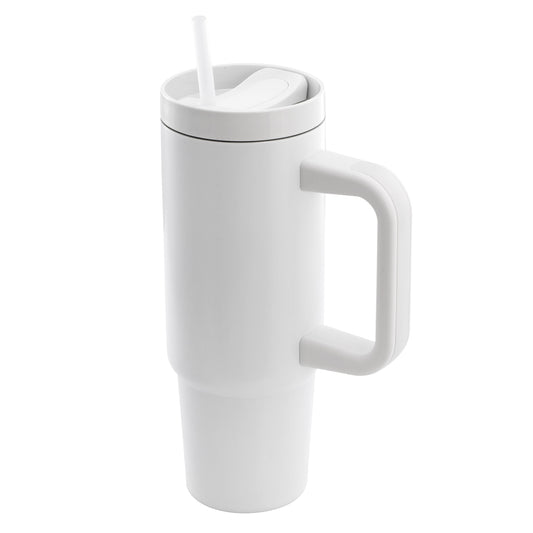 Gibson Home 29oz Marina Stainless Steel Thermal Tumbler with Side Handle and Straw in White LuxuryLifeWay Online Store