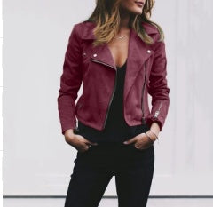 Lapel And Diagonal Zipper Short Women's Clothing LadyShow.Store