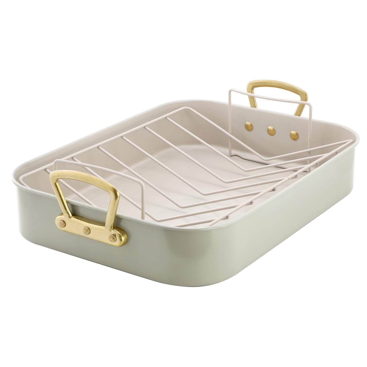 Gibson Home Broxton 2 Piece Nonstick Steel Roaster Pan in Mint Green with Rack LuxuryLifeWay Online Store